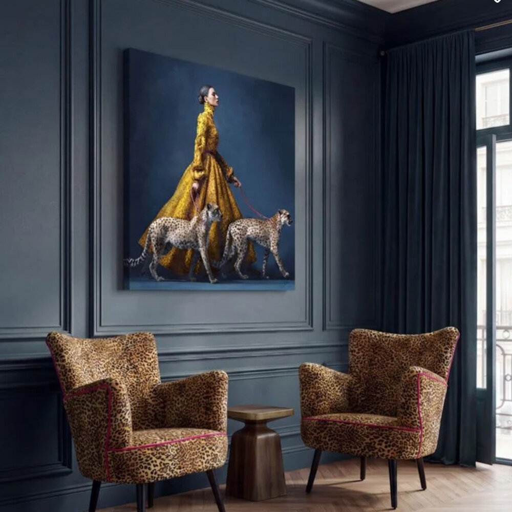 Werns - Schilderij The Cheetah Keeper Acryl op Canvas 100x100cm