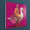 Werns - Schilderij Lady on Duck Acryl op Canvas 100x100cm Werns - Schilderij Lady on Duck Acryl op Canvas 100x100cm