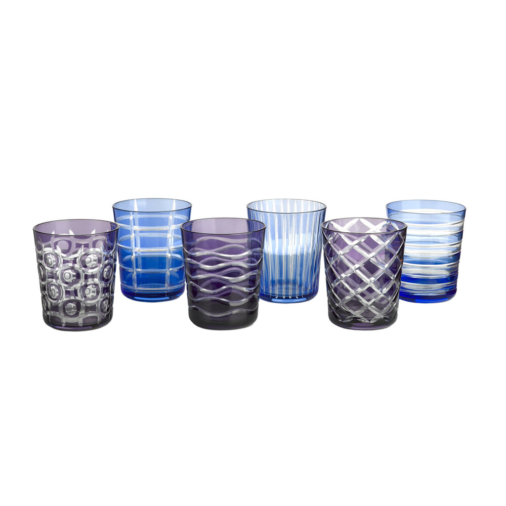 Pols Potten - Water Glazen Tumbler Cobalt Mix set van 6 Pols Potten - Water Glazen Tumbler Cobalt Mix set van 6