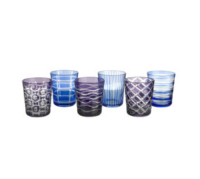 Pols Potten - Water Glazen Tumbler Cobalt Mix set van 6 Pols Potten - Water Glazen Tumbler Cobalt Mix set van 6