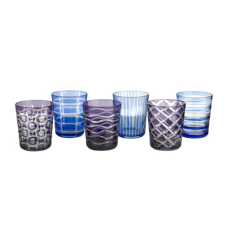 Pols Potten - Water Glazen Tumbler Cobalt Mix set van 6 Pols Potten - Water Glazen Tumbler Cobalt Mix set van 6