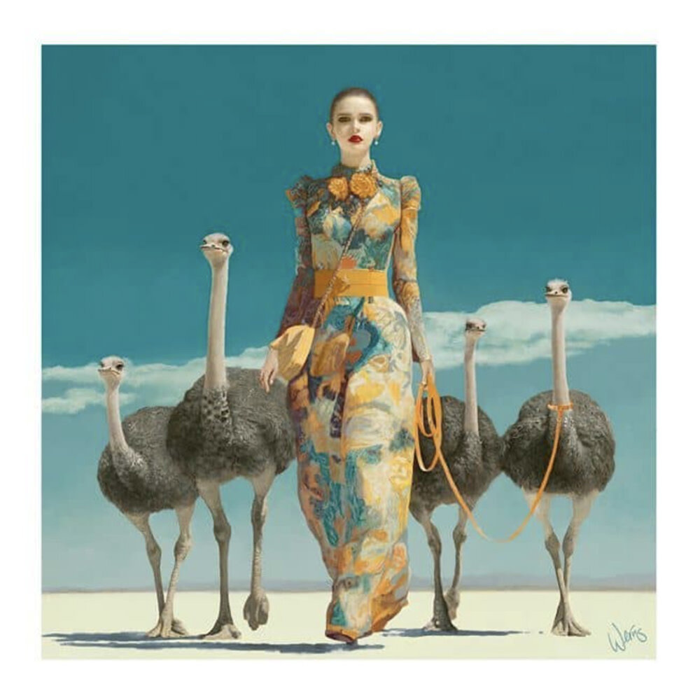 Werns - Schilderij Ostrich Queen Acryl op Canvas 100x100cm Werns - Schilderij Ostrich Queen Acryl op Canvas 100x100cm