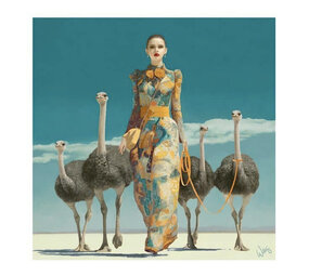 Werns - Schilderij Ostrich Queen Acryl op Canvas 100x100cm Werns - Schilderij Ostrich Queen Acryl op Canvas 100x100cm
