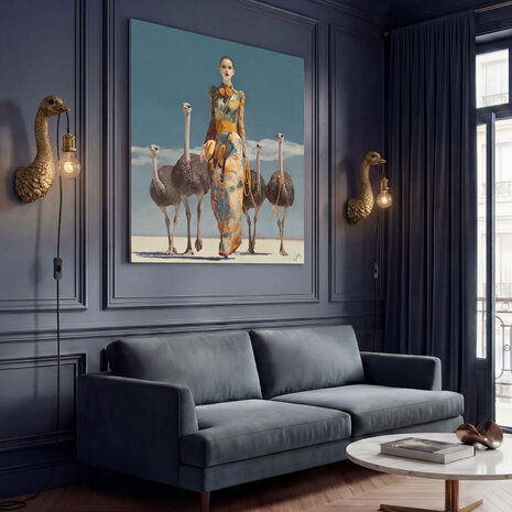 Werns - Schilderij Ostrich Queen Acryl op Canvas 100x100cm Werns - Schilderij Ostrich Queen Acryl op Canvas 100x100cm