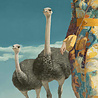 Werns - Schilderij Ostrich Queen Acryl op Canvas 100x100cm Werns - Schilderij Ostrich Queen Acryl op Canvas 100x100cm