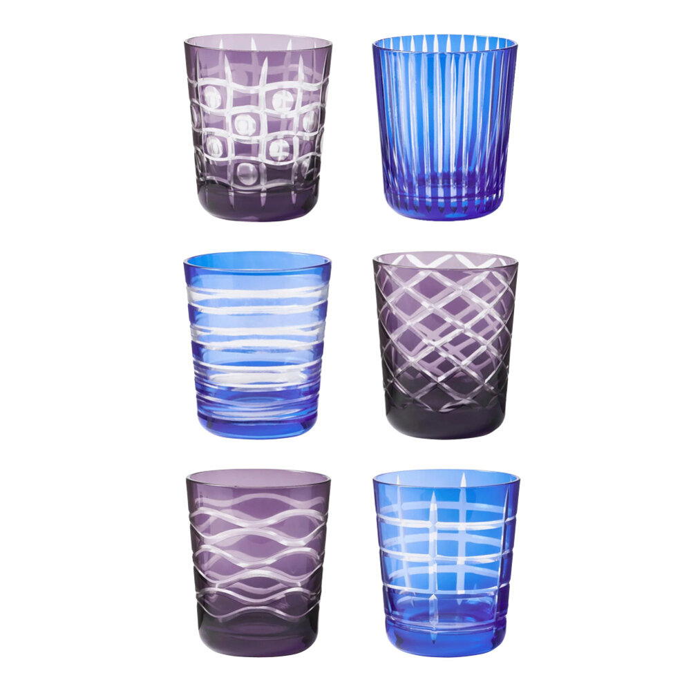 Pols Potten - Water Glazen Tumbler Cobalt Mix set van 6 Pols Potten - Water Glazen Tumbler Cobalt Mix set van 6