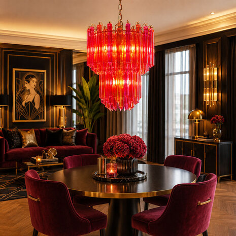 Colmore - Kroonluchter Pegels Fuchsia Oranje Glas 50x68cm