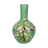 Melting Pot - Vaas Chinees Vogels Bloesem Groen Porselein 23x36cm