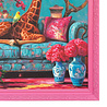 Colmore - Schilderij Henry Giraf Multicolor Acryl 80x80cm Roze Sierlijst