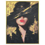 Colmore - Schilderij Paige Woman Zwart Goud Acryl 90x120cm Gouden Lijst
