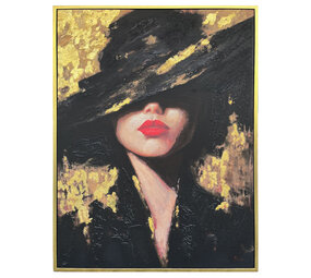 Colmore - Schilderij Paige Woman Zwart Goud Acryl 90x120cm Gouden Lijst
