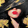 Colmore - Schilderij Paige Woman Zwart Goud Acryl 90x120cm Gouden Lijst