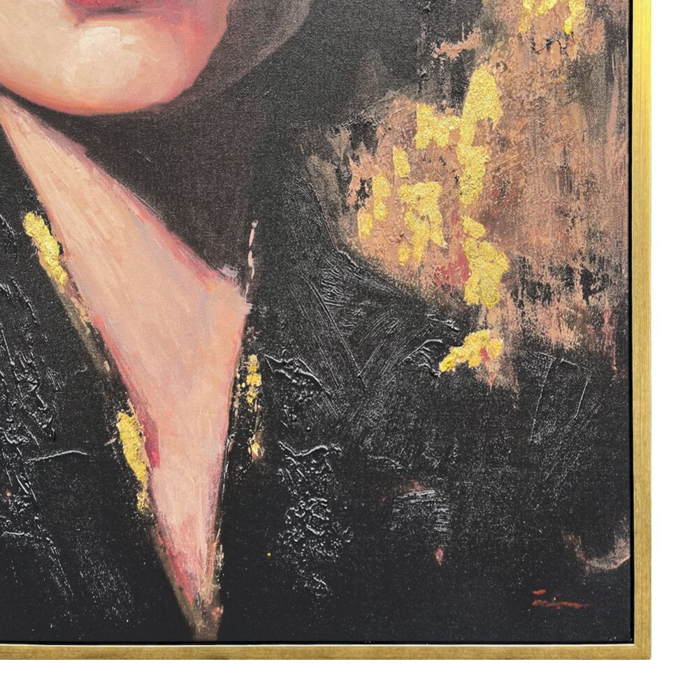 Colmore - Schilderij Paige Woman Zwart Goud Acryl 90x120cm Gouden Lijst