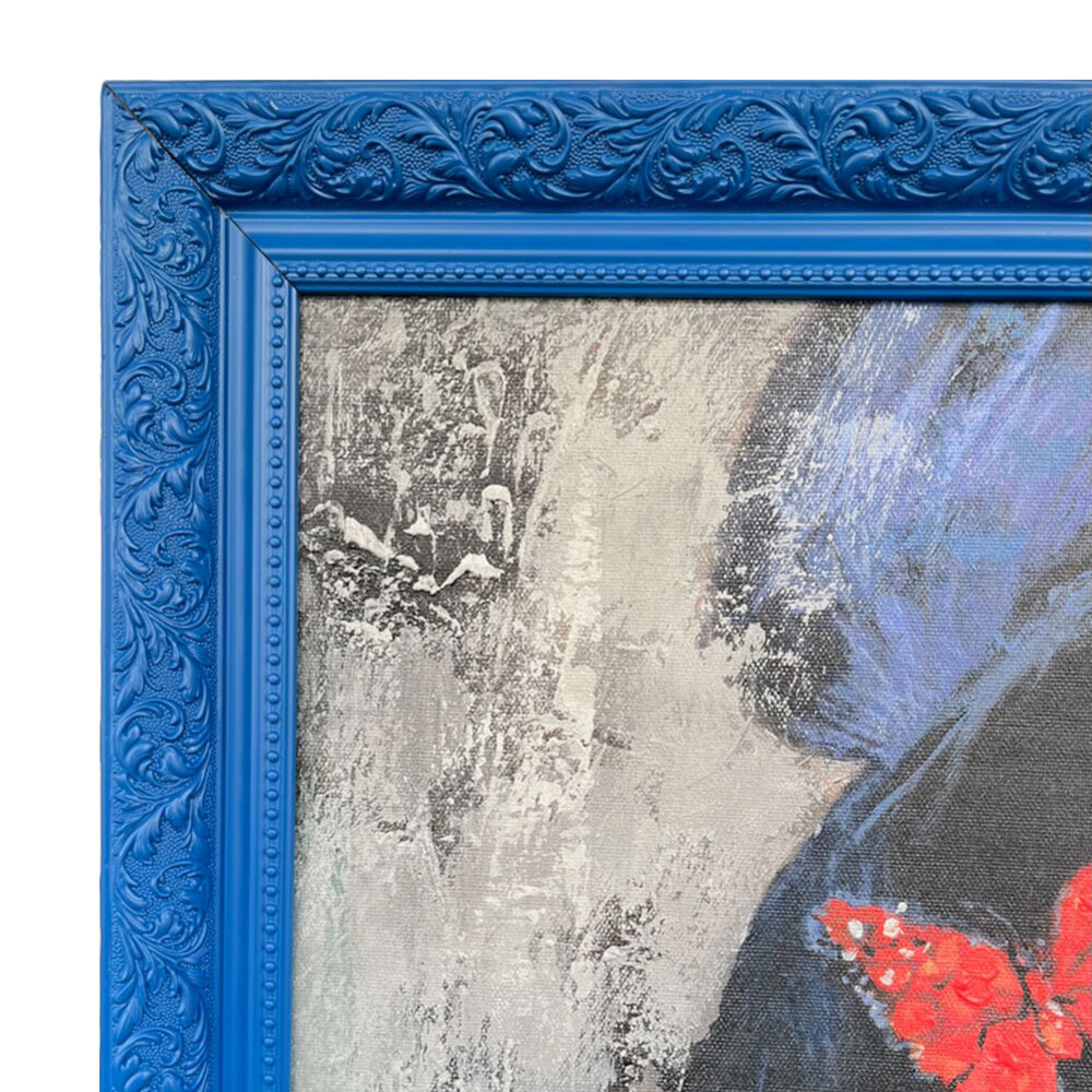 Colmore - Schilderij May Asian Woman Zwart Blauw Acryl 90x120cm Blauwe Sierlijst
