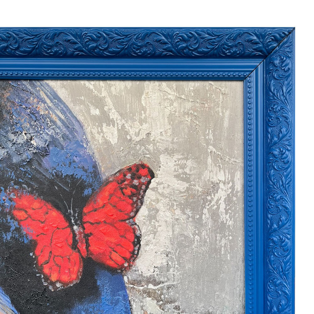 Colmore - Schilderij May Asian Woman Zwart Blauw Acryl 90x120cm Blauwe Sierlijst