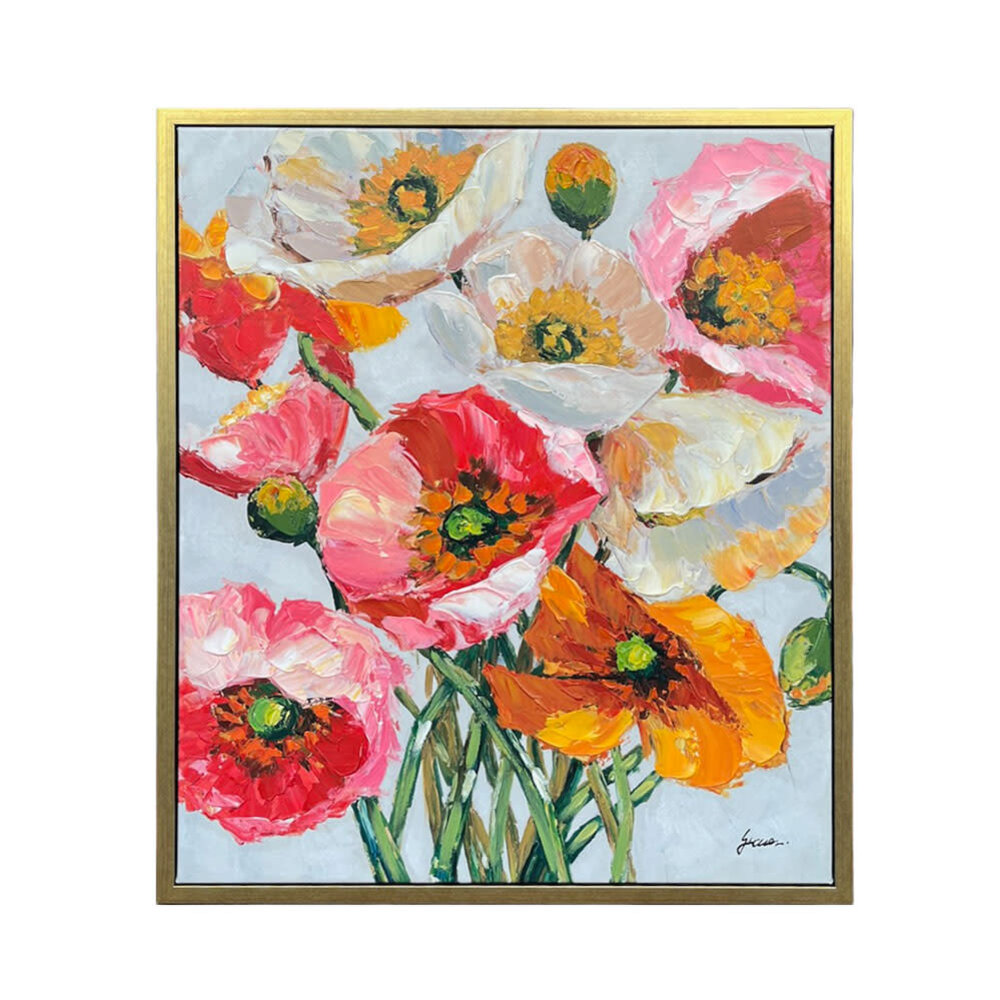 Colmore - Schilderij Arianna Flowers Multicolor Acryl 60x70cm Gouden Lijst