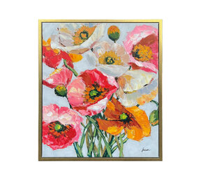 Colmore - Schilderij Arianna Flowers Multicolor Acryl 60x70cm Gouden Lijst