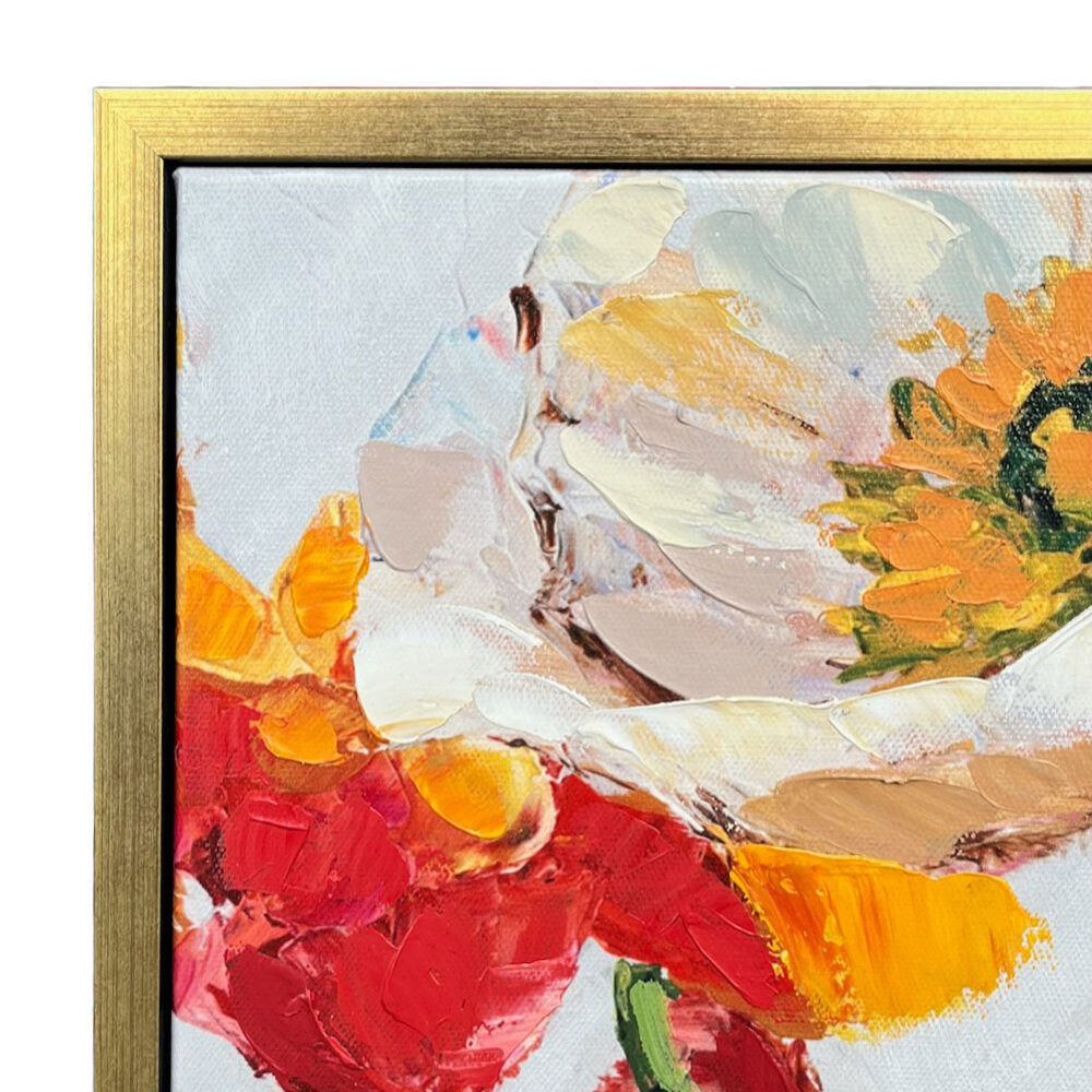 Colmore - Schilderij Arianna Flowers Multicolor Acryl 60x70cm Gouden Lijst