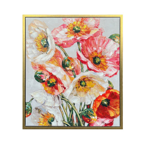 Colmore - Schilderij Allison Flowers Multicolor Acryl 60x70cm Gouden Lijst