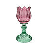 Melting Pot - Waxinehouder Tulp Turquoise Mix Glas 8x15cm 3 kleuren