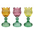 Waxinehouder Tulp Turquoise Mix Glas 8x15cm 3 kleuren