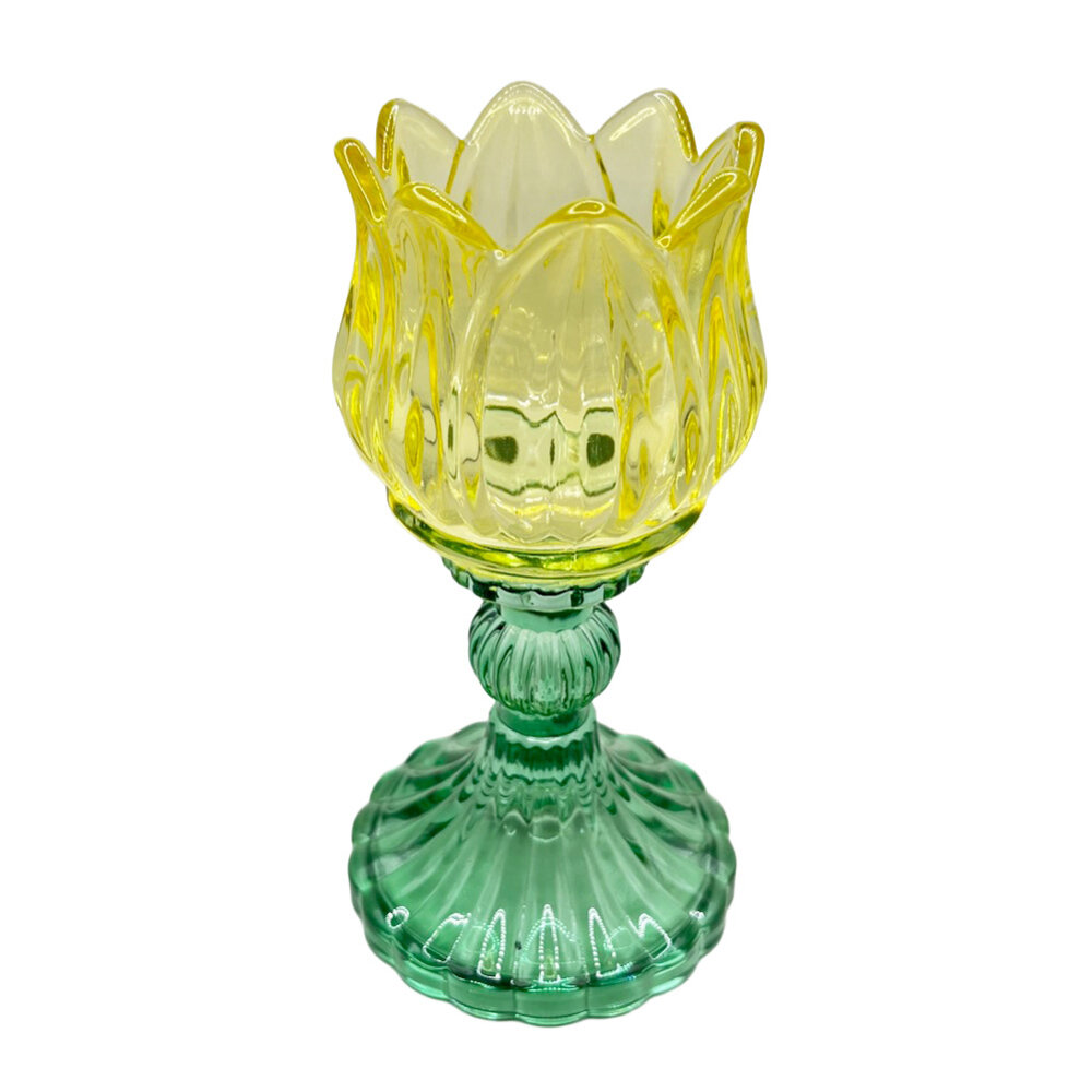Melting Pot - Waxinehouder Tulp Turquoise Mix Glas 8x15cm 3 kleuren
