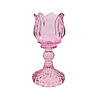 Melting Pot - Waxinehouder Tulp Roze Glas 8x15cm