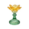 Melting Pot - Waxinehouder Bloem Turquoise Mix Glas 9x13cm 2 kleuren