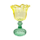 Melting Pot - Waxinehouder Kelk Geel Turquoise Glas 10x16cm