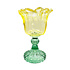 Waxinehouder Kelk Geel Turquoise Glas 10x16cm