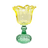 Melting Pot - Waxinehouder Kelk Geel Turquoise Glas 10x16cm