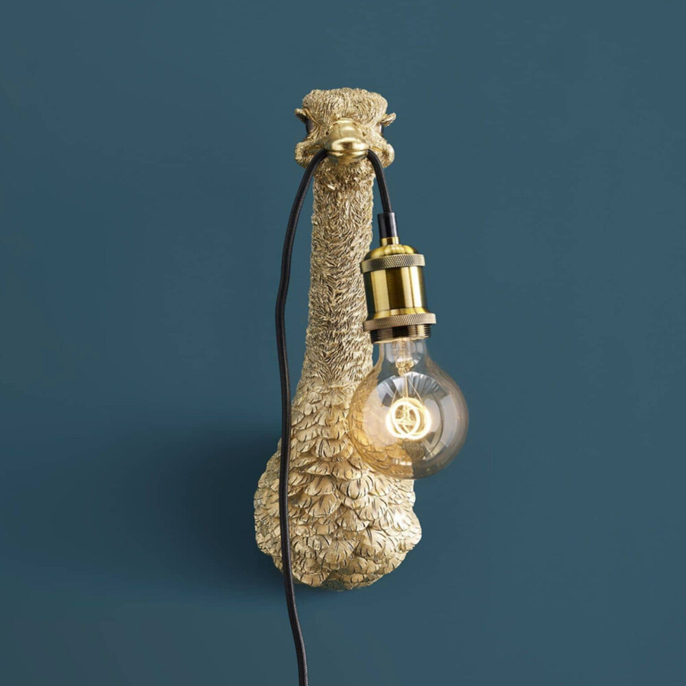 Melting Pot - Wand Lamp Struisvogel Kuiken Goud 15x35cm Melting Pot - Wand Lamp Struisvogel Kuiken Goud 15x35cm