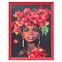 Schilderij Audrey African Woman Zwart Rood 90x120cm in Sierlijst