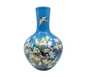 Melting Pot - Vaas Chinees Vogels Bloesem Blauw Porselein 23x36cm Melting Pot - Vaas Chinees Vogels Bloesem Blauw Porselein 23x36cm