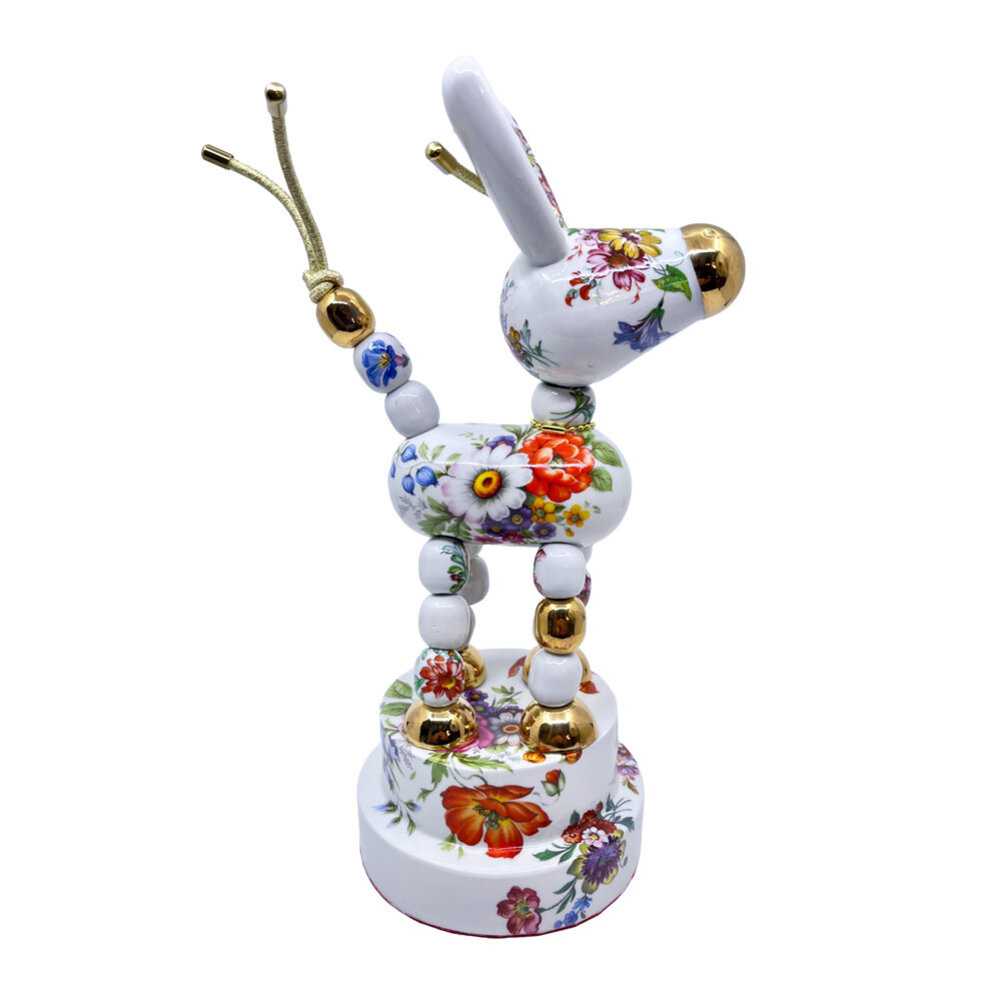 Lammers en Lammers - Ezel Bloemen Multicolor Goud Porselein 15x30cm Lammers en Lammers - Ezel Bloemen Multicolor Goud Porselein 15x30cm