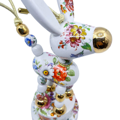 Lammers en Lammers - Ezel Bloemen Multicolor Goud Porselein 15x30cm Lammers en Lammers - Ezel Bloemen Multicolor Goud Porselein 15x30cm