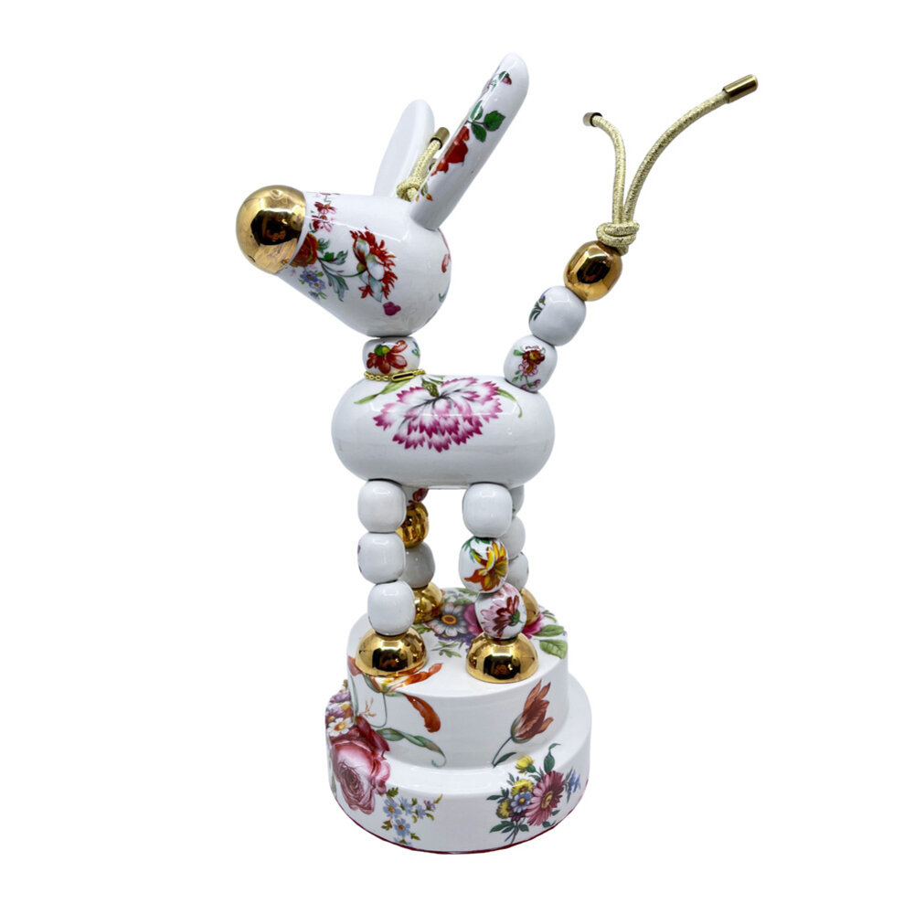 Lammers en Lammers - Ezel Bloemen Multicolor Goud Porselein 15x30cm Lammers en Lammers - Ezel Bloemen Multicolor Goud Porselein 15x30cm