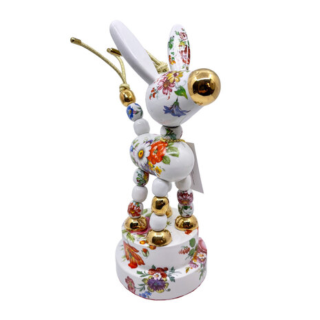 Lammers en Lammers - Ezel Bloemen Multicolor Goud Porselein 15x30cm Lammers en Lammers - Ezel Bloemen Multicolor Goud Porselein 15x30cm