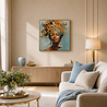 Melting Pot - Schilderij Vrouw met Gouden Vlinders Multicolor Acrylverf op Canvas 83x83cm in Zwart-Gouden Lijst