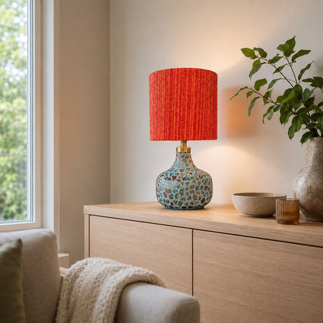 Colmore - Lampenkap Zuri Oranje-Rood 25x23cm met Transparante Binnenzijde