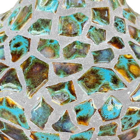 Colmore - Tafellamp Voet Wilks Turquoise Lila Mozaiek Keramiek met Goudkleurig Metaal 30x38cm
