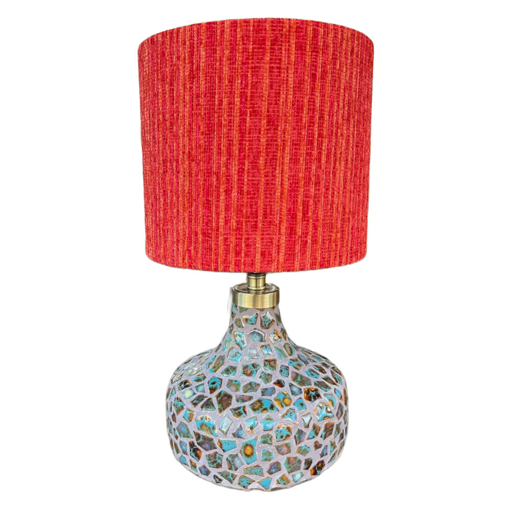 Colmore - Tafellamp Voet Wilks Turquoise Lila Mozaiek Keramiek met Goudkleurig Metaal 30x38cm