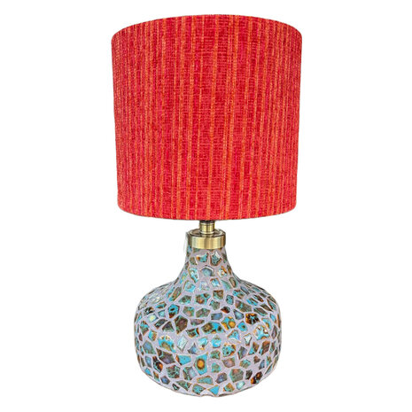 Colmore - Tafellamp Voet Wilks Turquoise Lila Mozaiek Keramiek met Goudkleurig Metaal 30x38cm