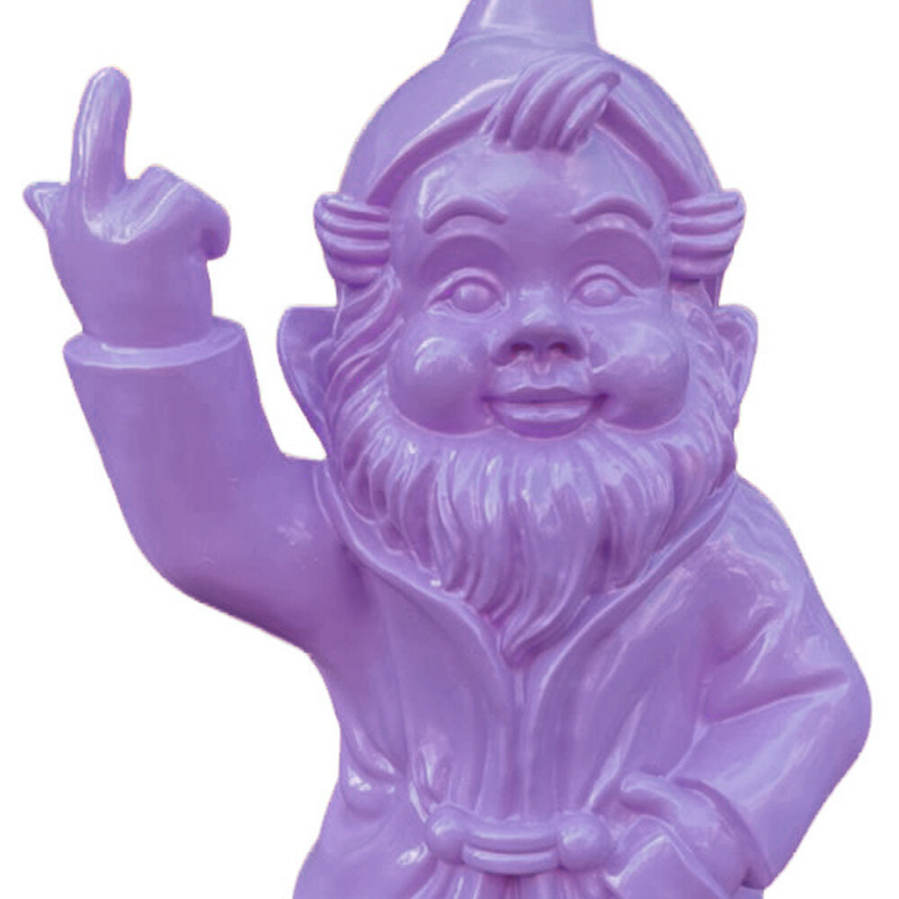 Melting Pot - Beeld Kabouter F*ck You Lila XL van Polyresin 35x68cm Melting Pot - Beeld Kabouter F*ck You Lila XL van Polyresin 35x68cm