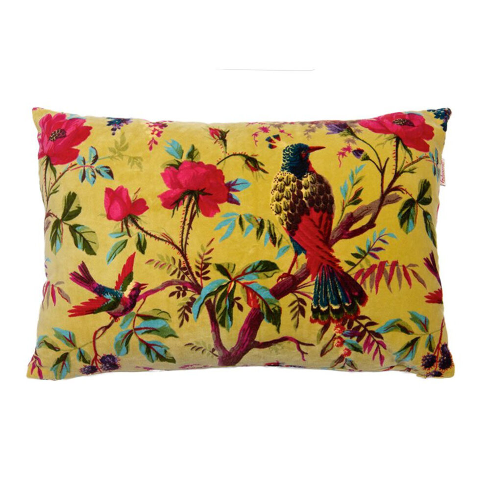Imbarro - Sierkussen Royal Paradise Lime met Paradijsvogels Velours 60x40cm Imbarro - Sierkussen Royal Paradise Lime met Paradijsvogels Velours 60x40cm