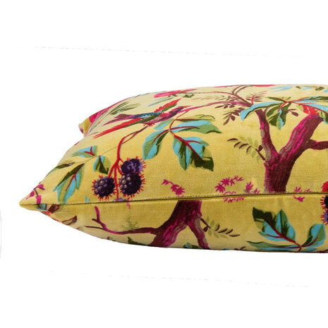 Imbarro - Sierkussen Royal Paradise Lime met Paradijsvogels Velours 60x40cm Imbarro - Sierkussen Royal Paradise Lime met Paradijsvogels Velours 60x40cm