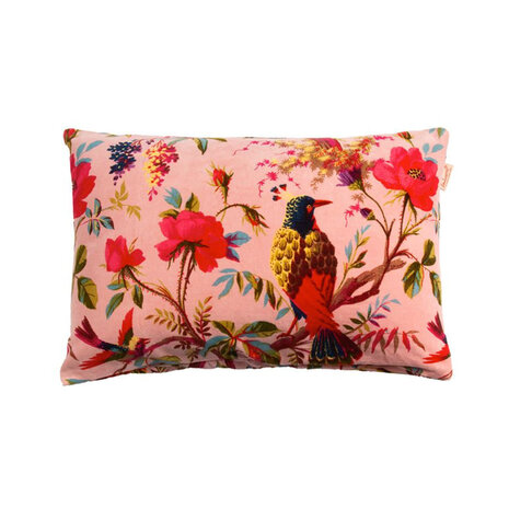Imbarro - Sierkussen Royal Paradise Pink met Paradijsvogels Velours 50x35cm Imbarro - Sierkussen Royal Paradise Pink met Paradijsvogels Velours 50x35cm