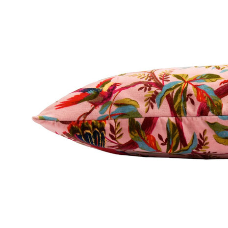 Imbarro - Sierkussen Royal Paradise Pink met Paradijsvogels Velours 50x35cm Imbarro - Sierkussen Royal Paradise Pink met Paradijsvogels Velours 50x35cm