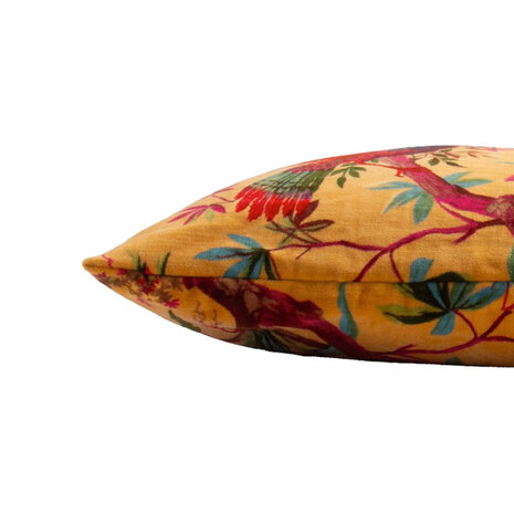 Imbarro - Sierkussen Royal Paradise Yellow met Paradijsvogels Velours 50x35cm Imbarro - Sierkussen Royal Paradise Yellow met Paradijsvogels Velours 50x35cm