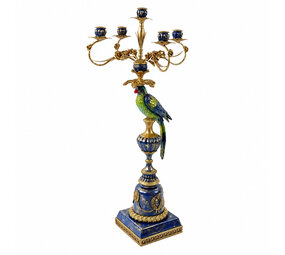 Werns - Kandelaar Ara Blauw Goud Metaal XL 33x111cm 5-houders Werns - Kandelaar Ara Blauw Goud Metaal XL 33x111cm 5-houders